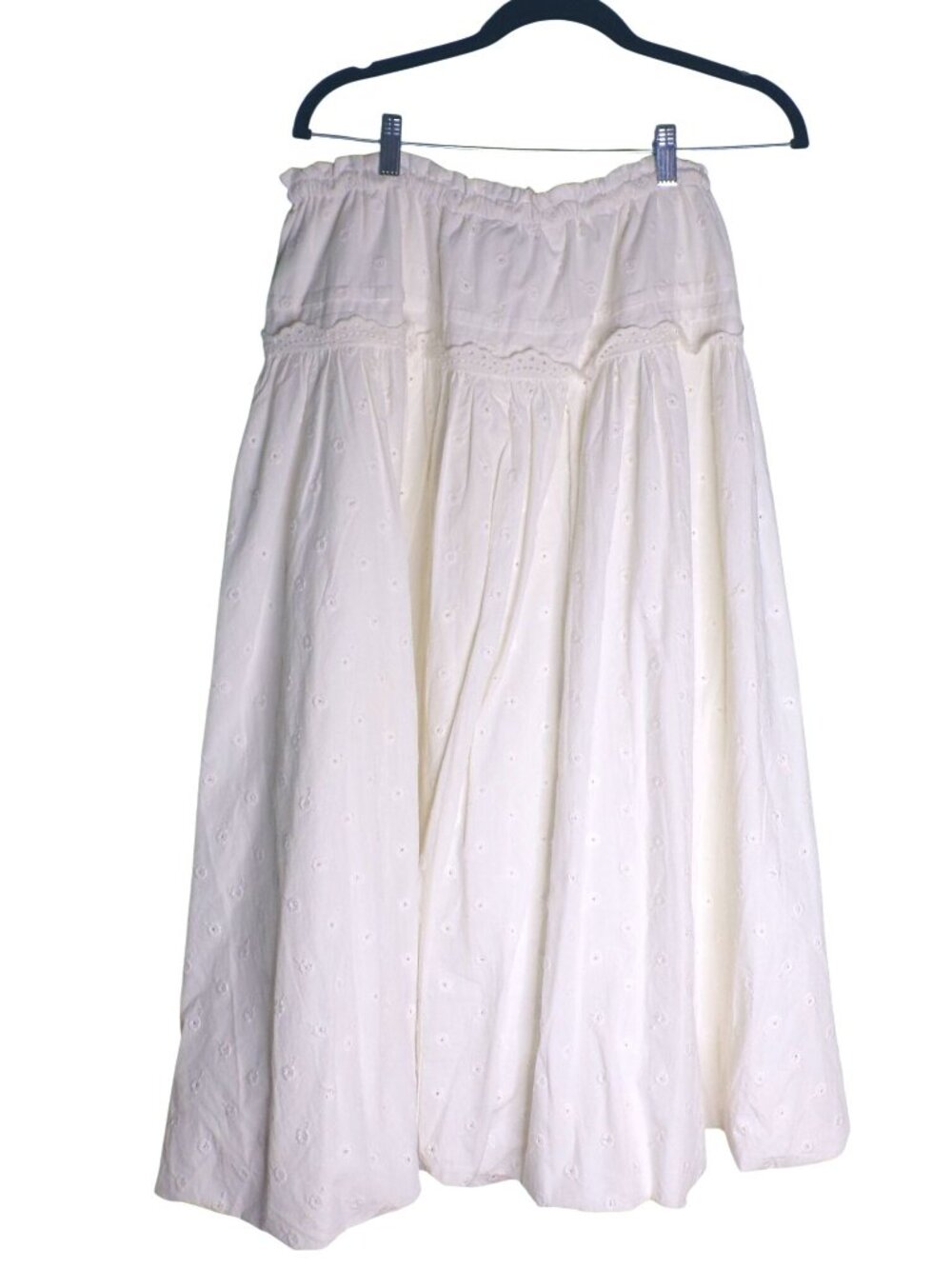 DAMSON MADDER Eyelet Puff Midi Skirt Cotton White 12 - Picture 8 of 9